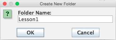 Window showing how to name a folder in jGrasp